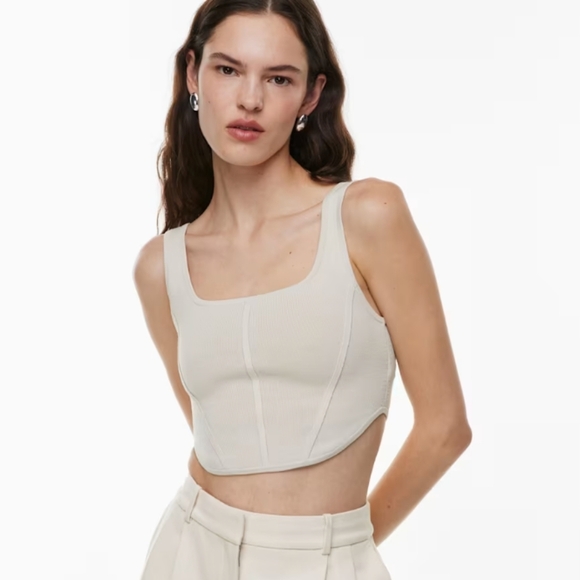 Aritzia Babaton | Sculpt Knit Matte Pearl Bustier Tank | Size XS - Picture 4 of 13